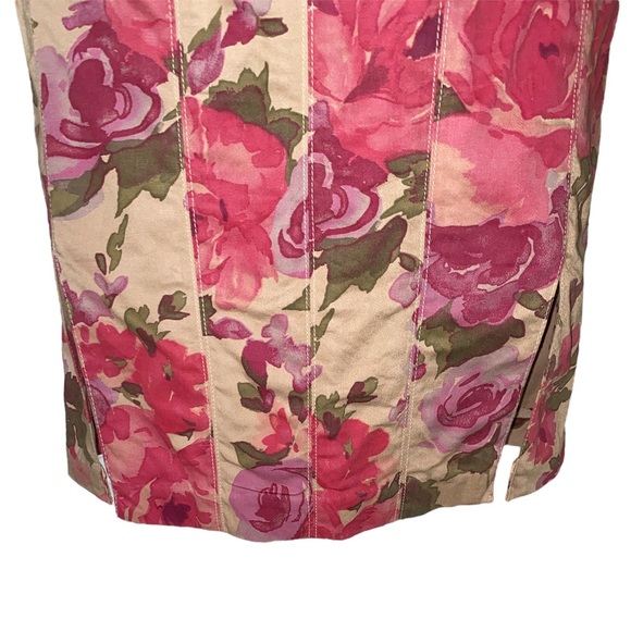 Anthropologie Odille Khaki Purple & Pink Floral Pencil Skirt - 0 - Picture 8 of 10